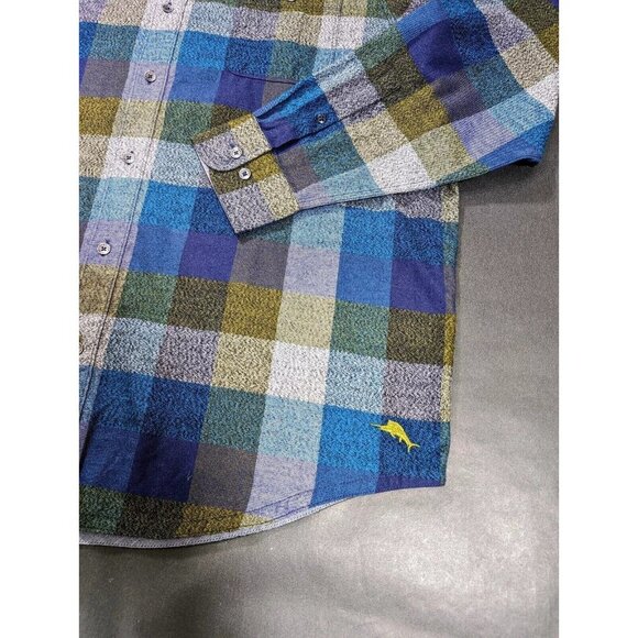 Tommy Bahama Big & Tall Canyon Beach Bonfire Check Flannel Shirt Burnt Olive 3XB - Picture 6 of 8